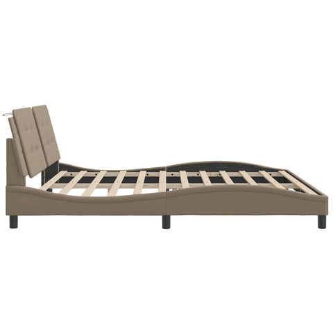 vidaXL Bed Frame with LED without Mattress "Zadar" Cappuccino 200x200 cm