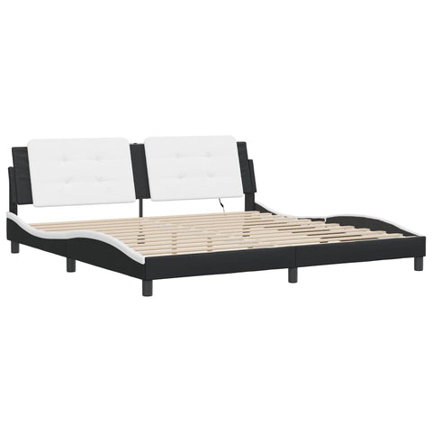 vidaXL Bed Frame with LED without Mattress "Zadar" Black and White 200x200 cm