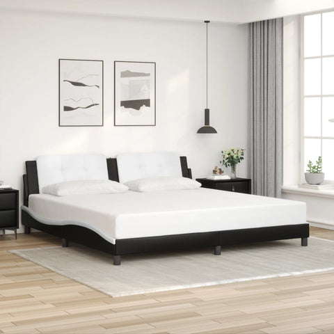 vidaXL Bed Frame with LED without Mattress "Zadar" Black and White 200x200 cm