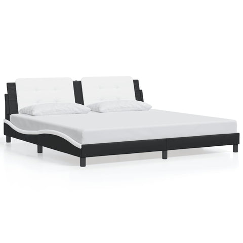 vidaXL Bed Frame with LED without Mattress "Zadar" Black and White 200x200 cm