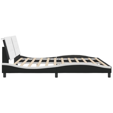 vidaXL Bed Frame with LED without Mattress "Zadar" Black and White 200x200 cm