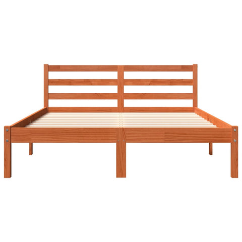 vidaXL Bed Frame without Mattress Wax Brown 135x190 cm Double Solid Wood Pine