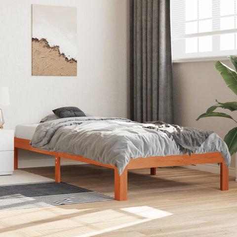 vidaXL Bed Frame without Mattress Wax Brown 90x200 cm Solid Wood Pine