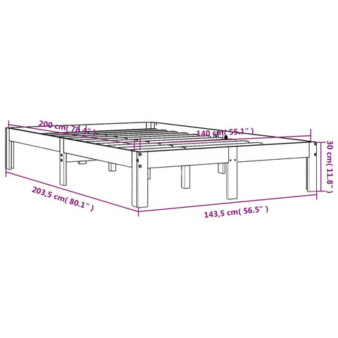 vidaXL Bed Frame without Mattress Wax Brown 140x200 cm Solid Wood Pine