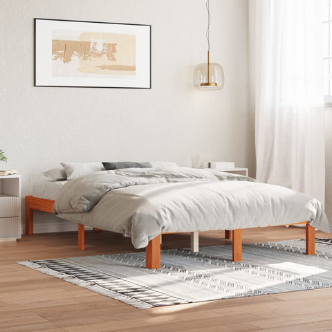 vidaXL Bed Frame without Mattress Wax Brown 140x200 cm Solid Wood Pine