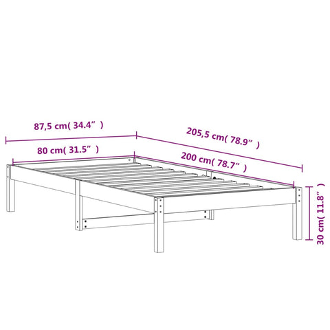vidaXL Day Bed without Mattress Wax Brown 80x200 cm Solid Wood Pine