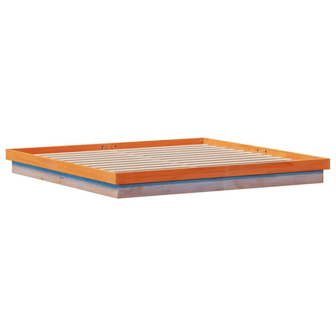 vidaXL LED Bed Frame without Mattress Wax Brown 180x200 cm Super King Solid Wood