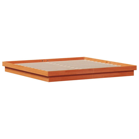 vidaXL LED Bed Frame without Mattress Wax Brown 180x200 cm Super King Solid Wood