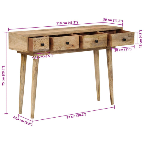 vidaXL Console Table 110x30x75 cm Solid Wood Mango