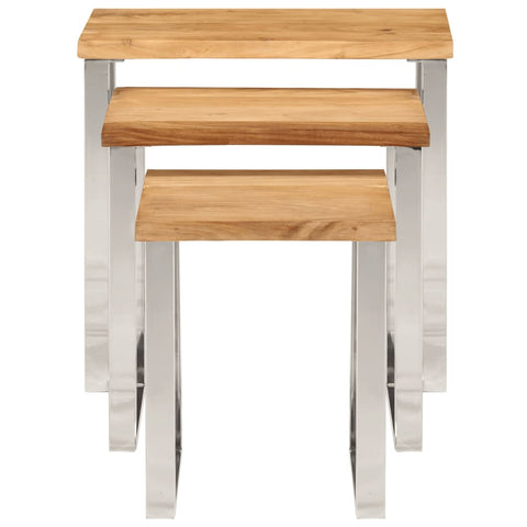 vidaXL Nesting Tables 3 pcs with Live Edge Solid Wood Acacia