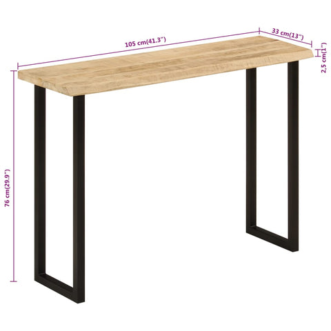 vidaXL Console Table with Live Edge 105x33x76 cm Solid Wood Mango