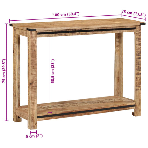 vidaXL Console Table 100x35x75 cm Solid Wood Mango
