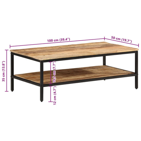 vidaXL Coffee Table 100x50x35 cm Solid Rough Wood Mango