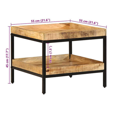 vidaXL Side Table with Shelf Brown 55 x 55 x 45 cm Solid mango wood