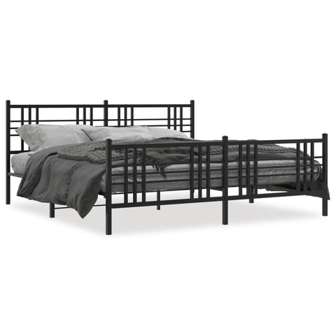 vidaXL Metal Bed Frame without Mattress with Footboard Black 193x203cm