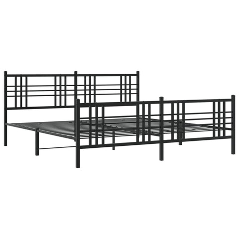 vidaXL Metal Bed Frame without Mattress with Footboard Black 193x203cm