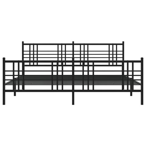 vidaXL Metal Bed Frame without Mattress with Footboard Black 200x200cm
