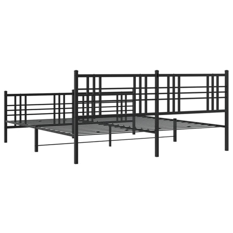 vidaXL Metal Bed Frame without Mattress with Footboard Black 200x200cm