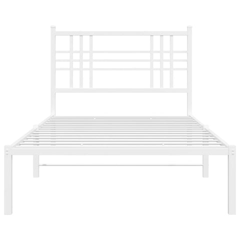 vidaXL Metal Bed Frame without Mattress with Headboard White 100x190cm