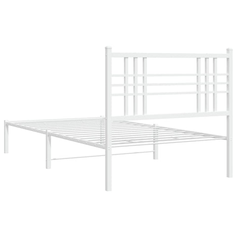 vidaXL Metal Bed Frame without Mattress with Headboard White 100x190cm