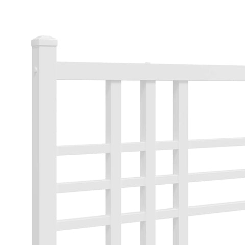 vidaXL Metal Bed Frame without Mattress with Headboard White 140x200cm