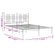 vidaXL Metal Bed Frame without Mattress with Headboard White 140x200cm
