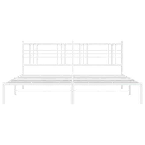 vidaXL Metal Bed Frame without Mattress with Headboard White 200x200cm