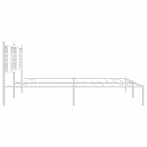 vidaXL Metal Bed Frame without Mattress with Headboard White 200x200cm
