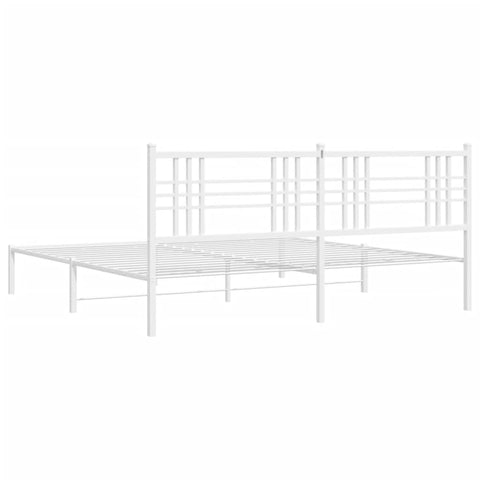 vidaXL Metal Bed Frame without Mattress with Headboard White 200x200cm