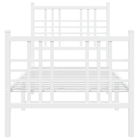vidaXL Metal Bed Frame without Mattress with Footboard White 75x190cm