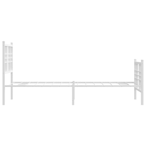 vidaXL Metal Bed Frame without Mattress with Footboard White 75x190cm