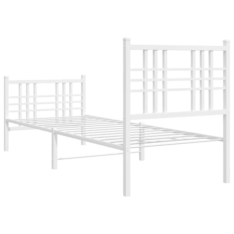 vidaXL Metal Bed Frame without Mattress with Footboard White 75x190cm