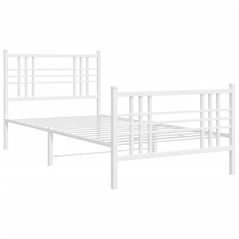 vidaXL Metal Bed Frame without Mattress with Footboard White 90x200cm