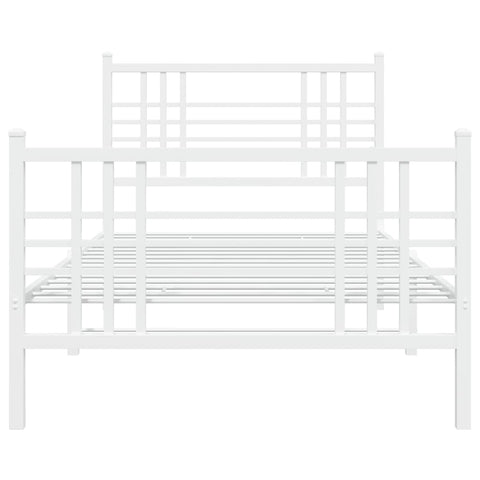 vidaXL Metal Bed Frame without Mattress with Footboard White 90x200cm