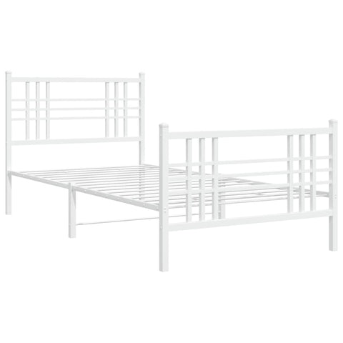 vidaXL Metal Bed Frame without Mattress with Footboard White 100x190cm