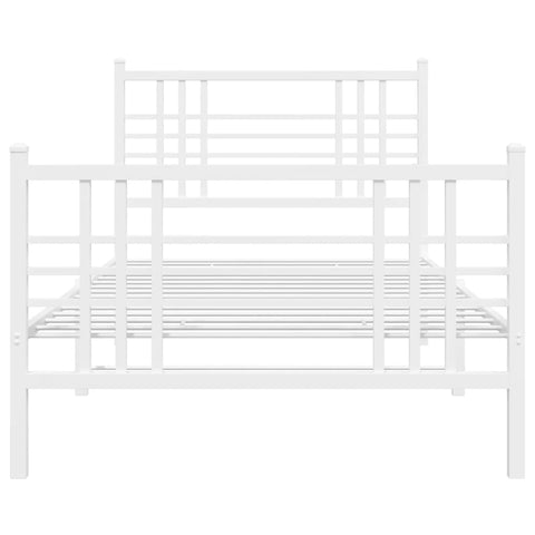 vidaXL Metal Bed Frame without Mattress with Footboard White 100x190cm