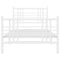vidaXL Metal Bed Frame without Mattress with Footboard White 100x190cm