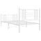 vidaXL Metal Bed Frame without Mattress with Footboard White 100x190cm