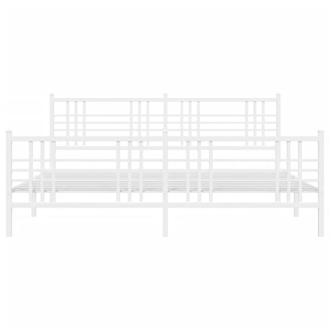 vidaXL Metal Bed Frame without Mattress with Footboard White 180x200cm