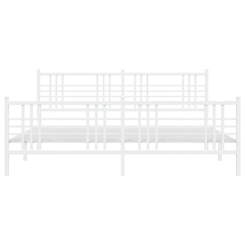 vidaXL Metal Bed Frame without Mattress with Footboard White 200x200cm