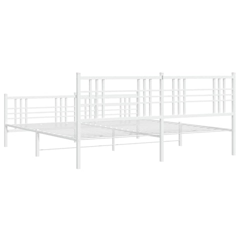 vidaXL Metal Bed Frame without Mattress with Footboard White 200x200cm