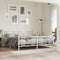 vidaXL Metal Bed Frame without Mattress with Footboard White 200x200cm