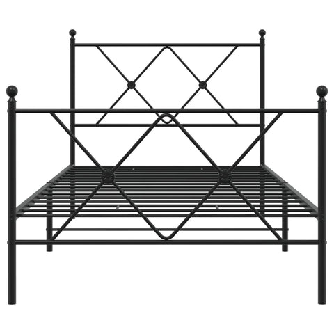 vidaXL Metal Bed Frame without Mattress with Footboard Black 90x190cm
