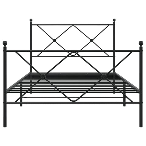 vidaXL Metal Bed Frame without Mattress with Footboard Black 100x190cm