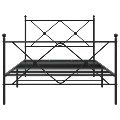 vidaXL Metal Bed Frame without Mattress with Footboard Black 107x203cm