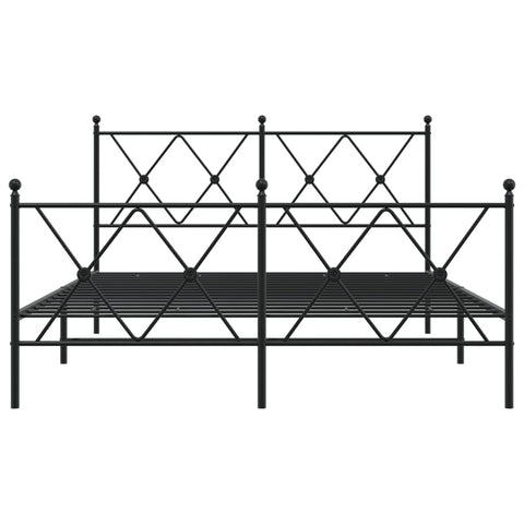 vidaXL Metal Bed Frame without Mattress with Footboard Black 140x200cm