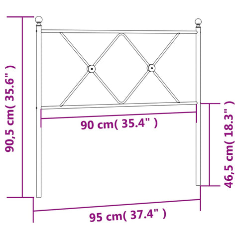 vidaXL Metal Headboard Black 90cm