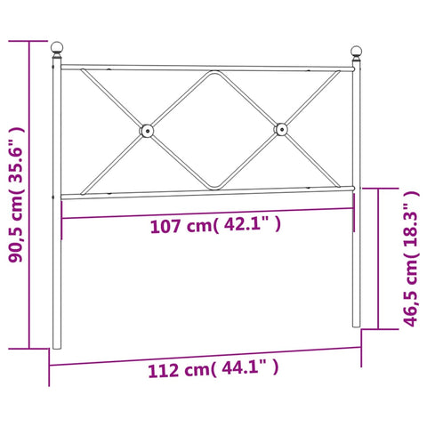 vidaXL Metal Headboard Black 107cm
