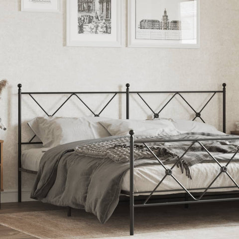 vidaXL Metal Headboard Black 180cm