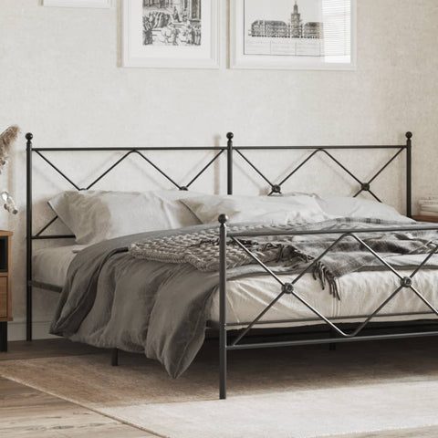 vidaXL Metal Headboard Black 193cm